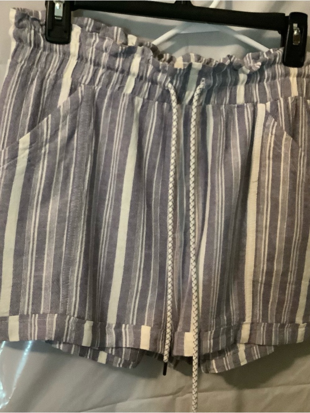 Rewind Blue  and White Striped Casual Shorts